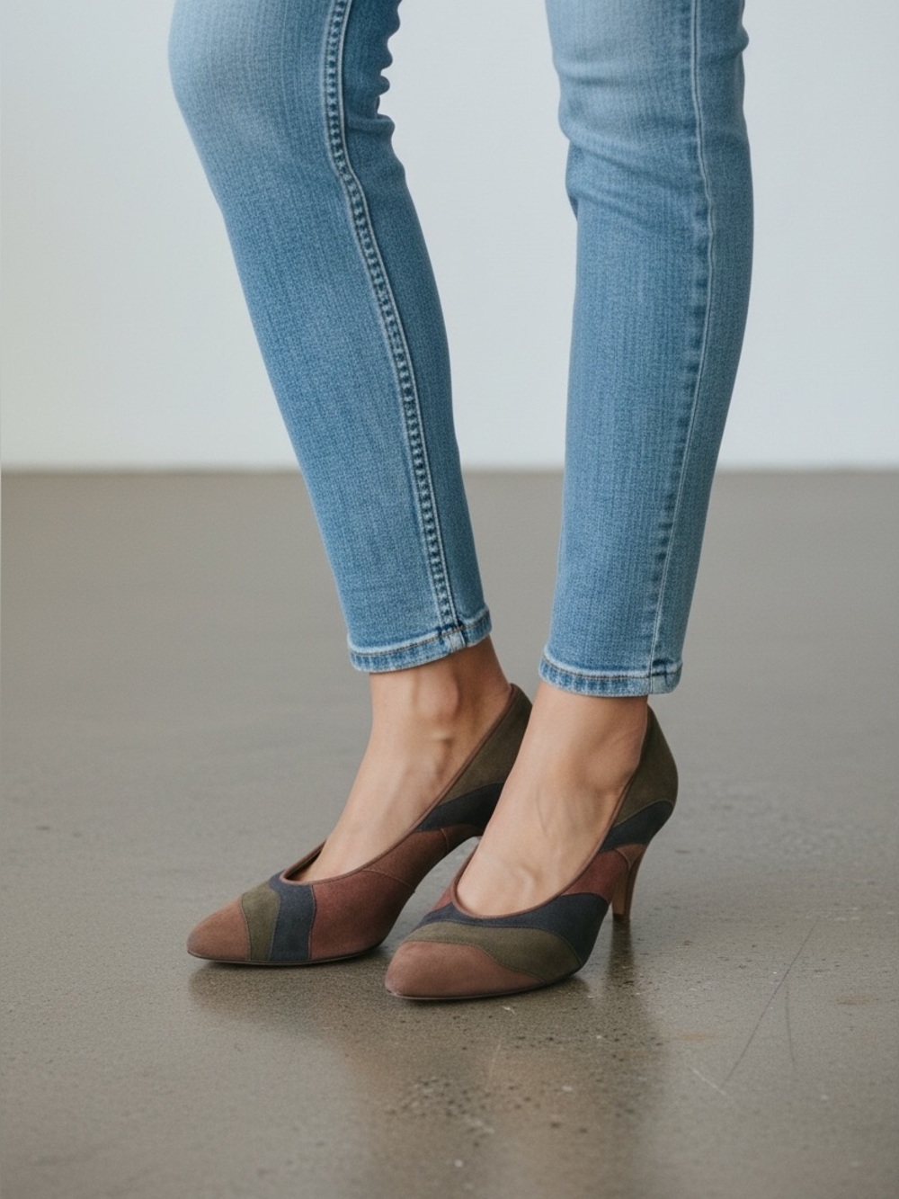 🦌 VINTAGE Saks Fifth Avenue Suede Colorblock Pumps
